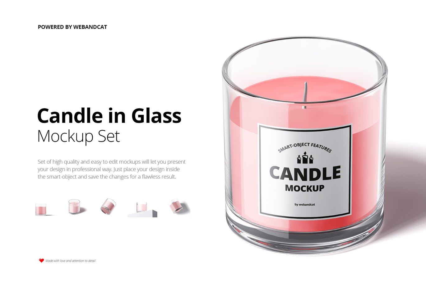 玻璃杯蜡烛设计样机模板 Candle in Glass Mock-up插图