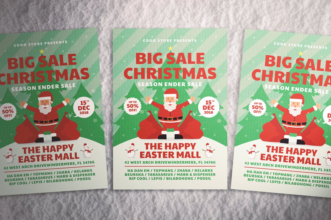圣诞节促销海报传单设计模板 Christmas Sale Flyer插图(3)