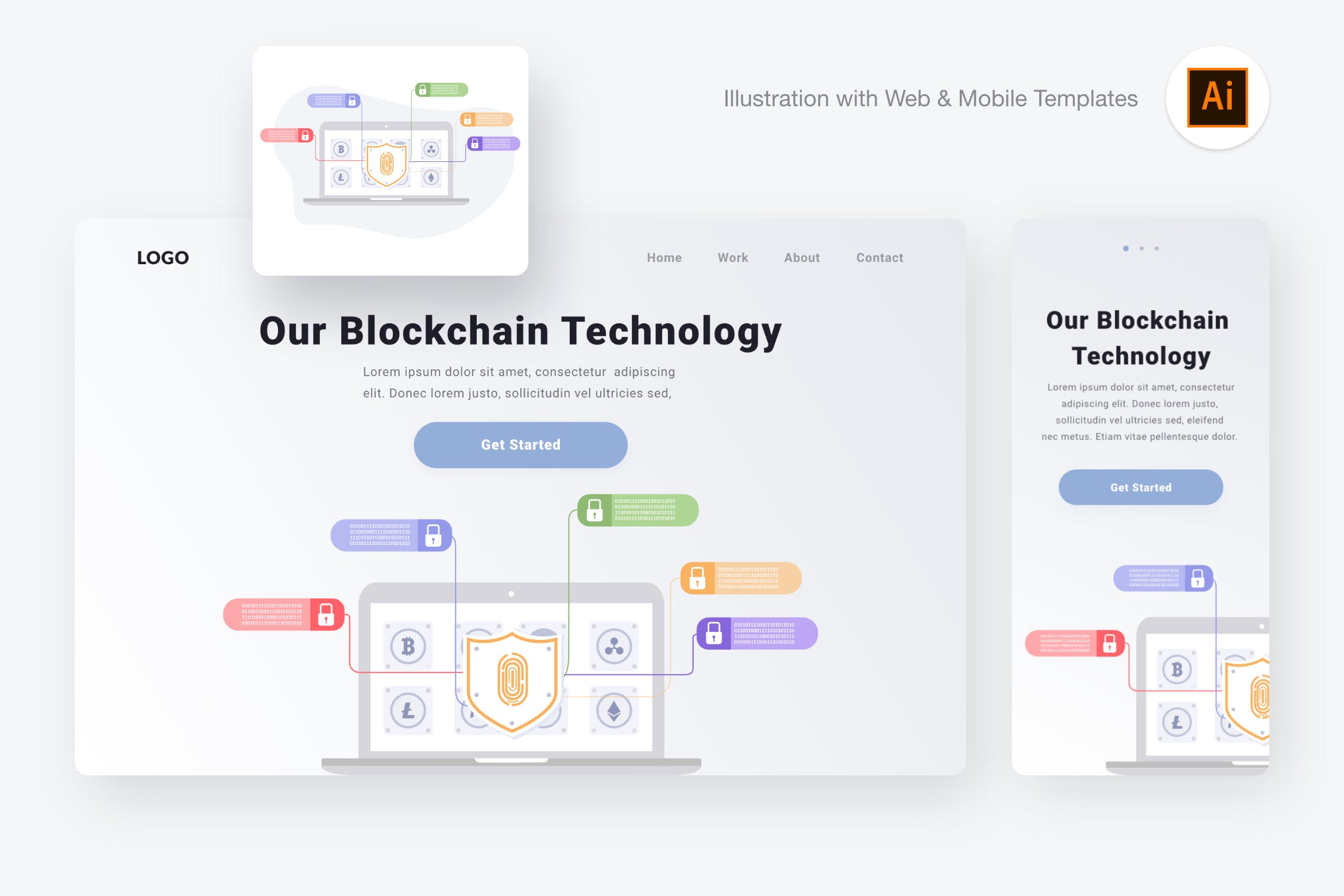 区块链技术矢量概念插画设计素材[AI&SVG] Blockchain technology illustration (AI, SVG)插图