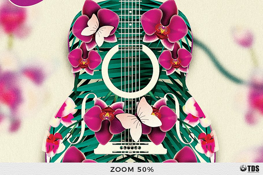 夏季吉他音乐会海报传单PSD模板 V1 Summer Unplugged Flyer PSD V1插图6