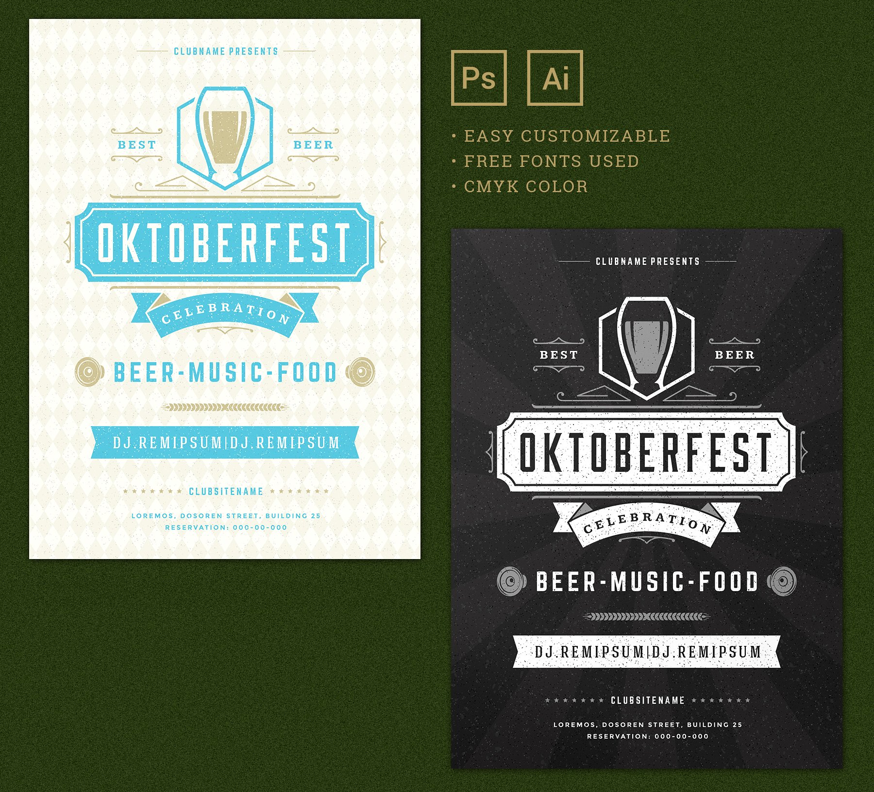 啤酒节活动海报设计模板1 Oktoberfest Flyer Template插图