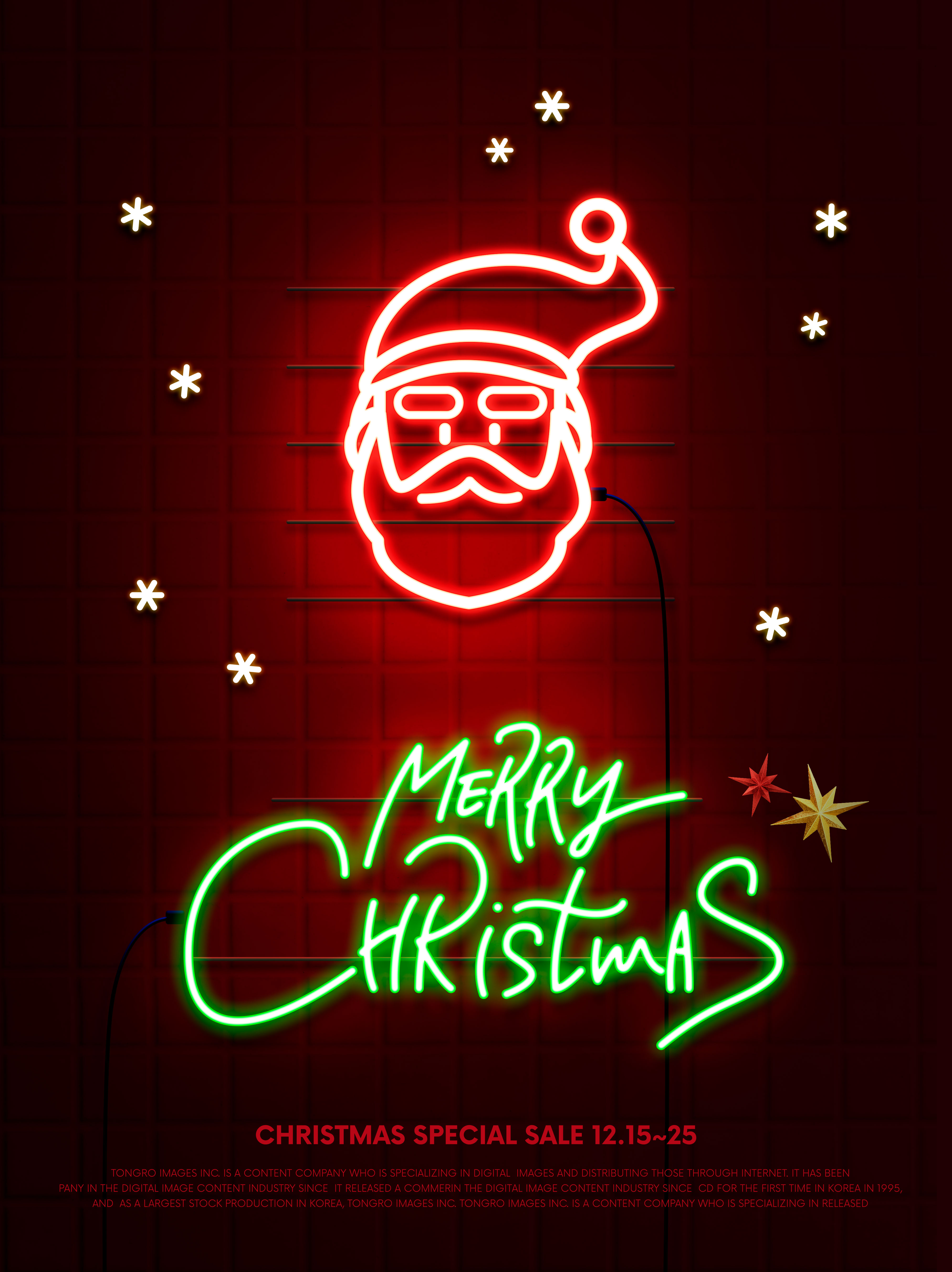 霓虹灯圣诞节日促销活动海报模板[PSD]插图