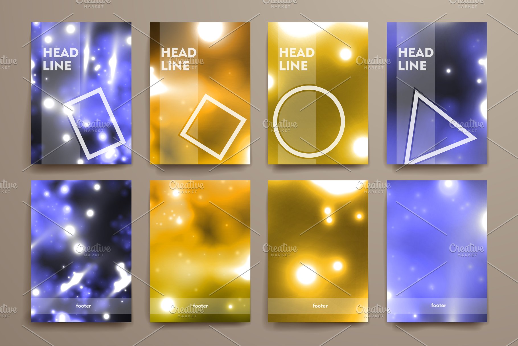 荧光斑驳光点背景画册模板 Set of Abstract Brochures插图8