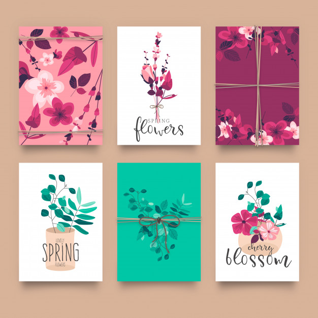 可爱的花卉卡片贺卡制作模版 Cute floral card templates插图