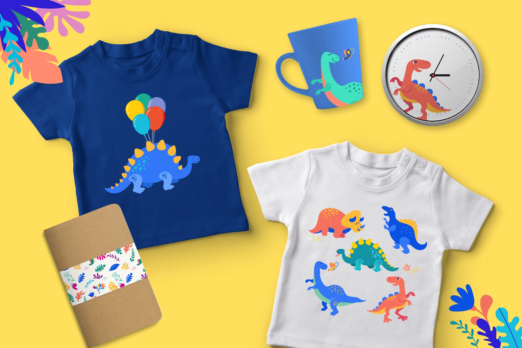 可爱的恐龙插图设计工具包 it’s DINO time – cute dinosaurs kit插图1