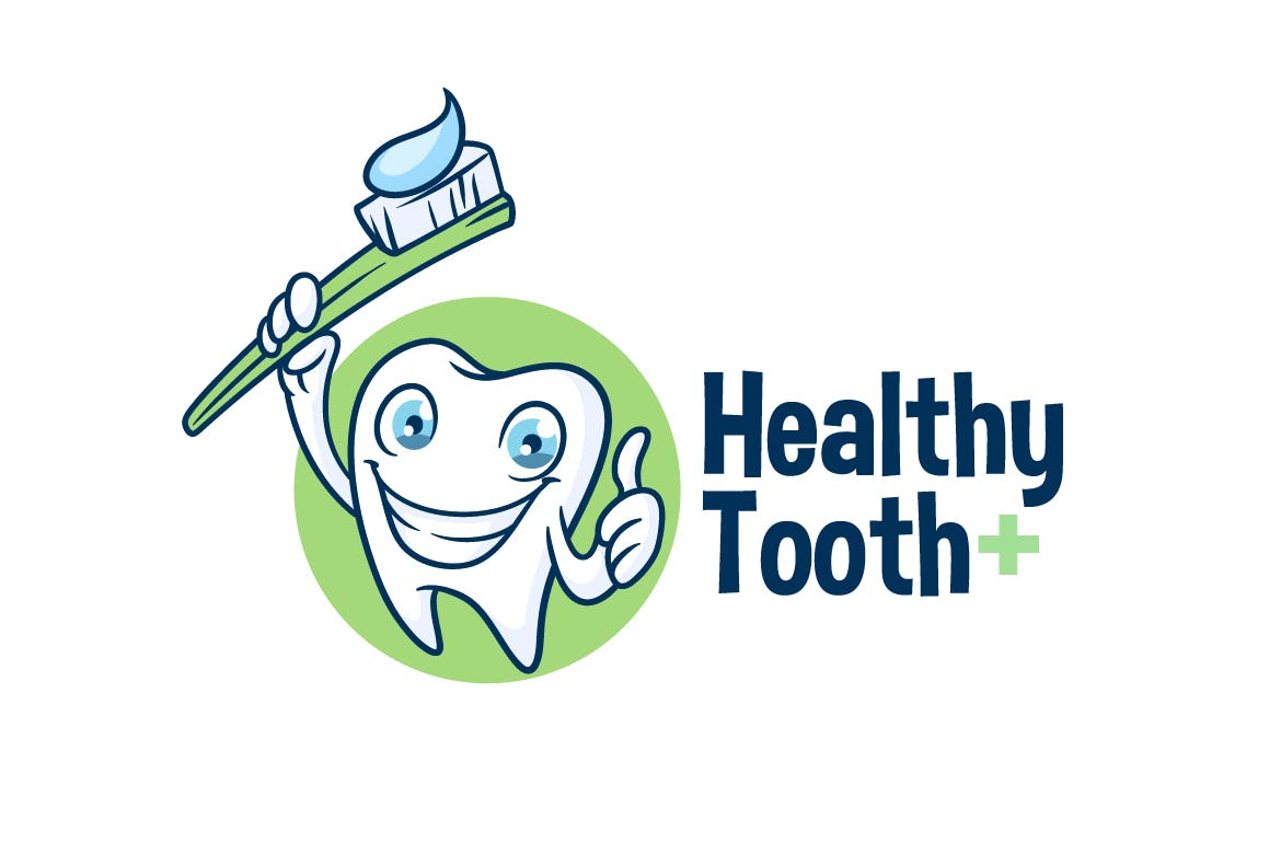 卡通形象牙膏品牌Logo设计模板 Healthy Tooth – Dental Character Mascot Logo插图(1)
