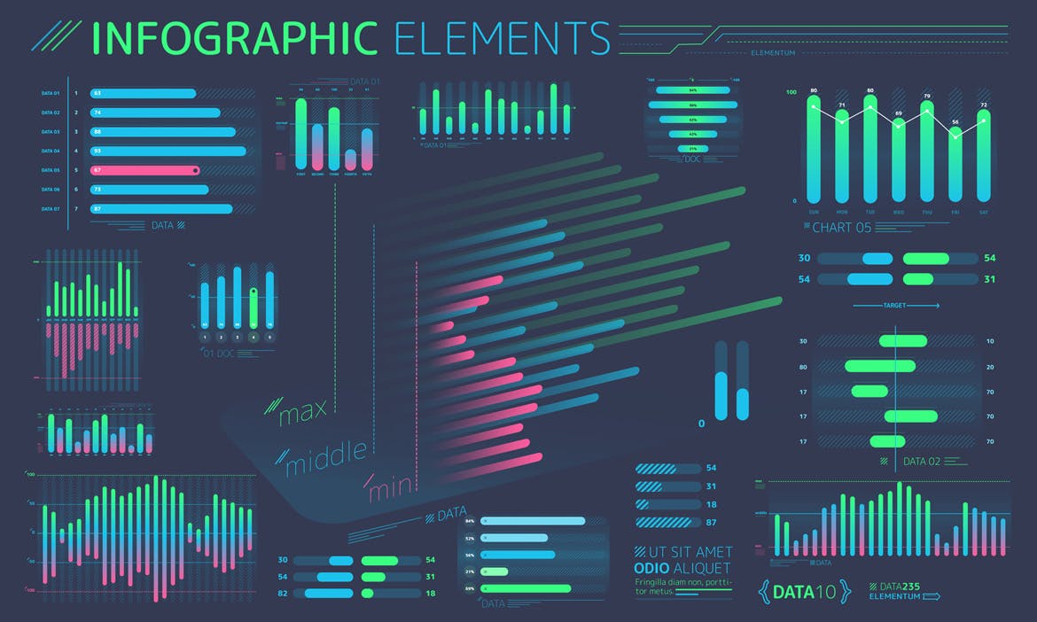 扁平化设计风格信息图表数据演示设计素材 Flat Infographic Elements插图2