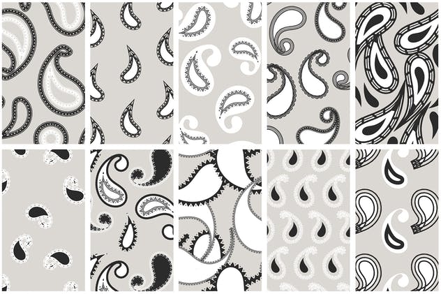 现代佩斯利涡纹旋花呢无缝图案纹理 Modern Paisley Seamless Patterns插图8