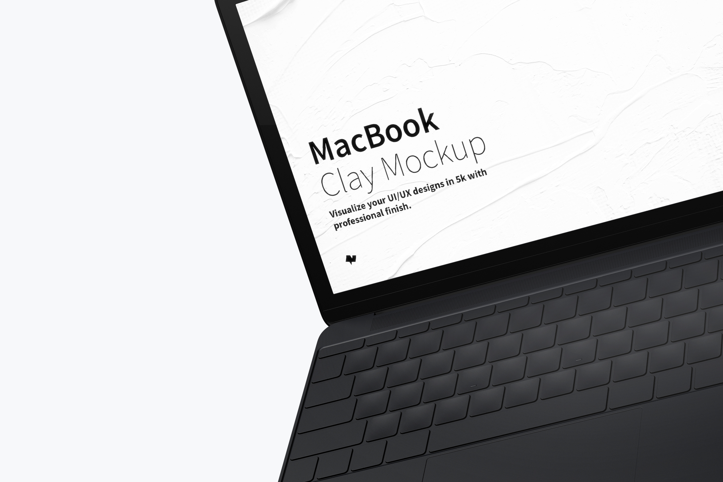 悬浮状态MacBook笔记本电脑屏幕界面设计预览样机 Clay MacBook Mockup, Floating插图(1)