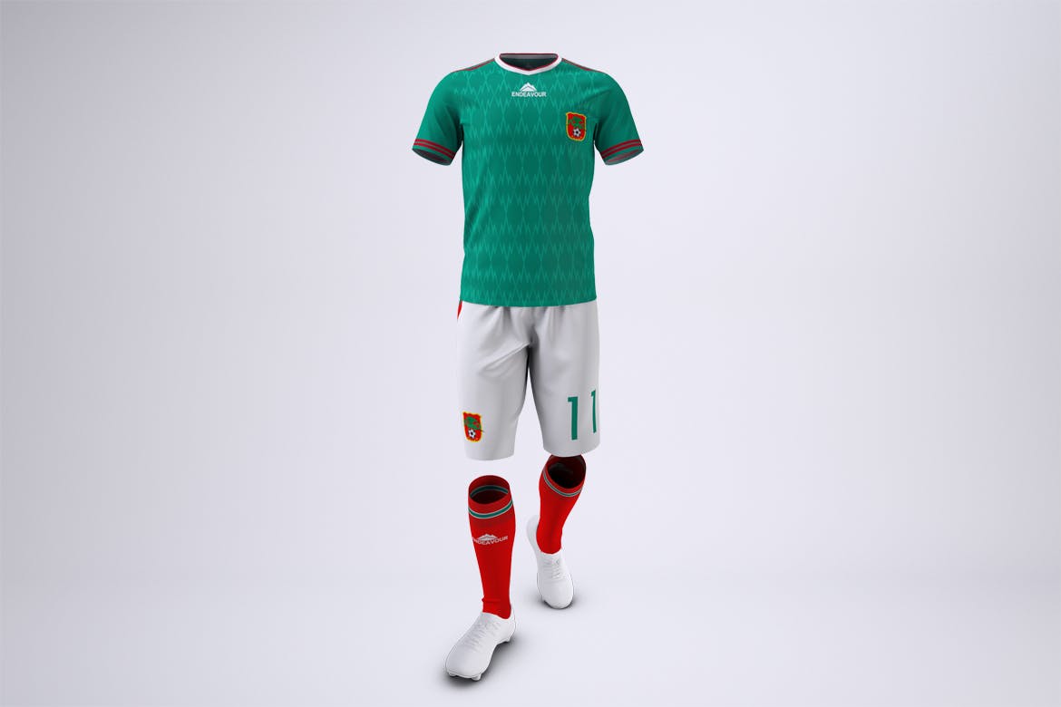 足球队服设计效果图预览样机 Soccer or Football Uniform Mock-Up插图(3)