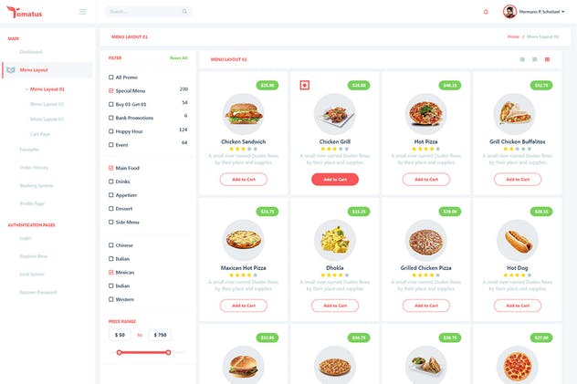 餐厅用户界面订餐系统UI套件 Tomatus-Restaurant User Website & Dashboard UI Kit插图4