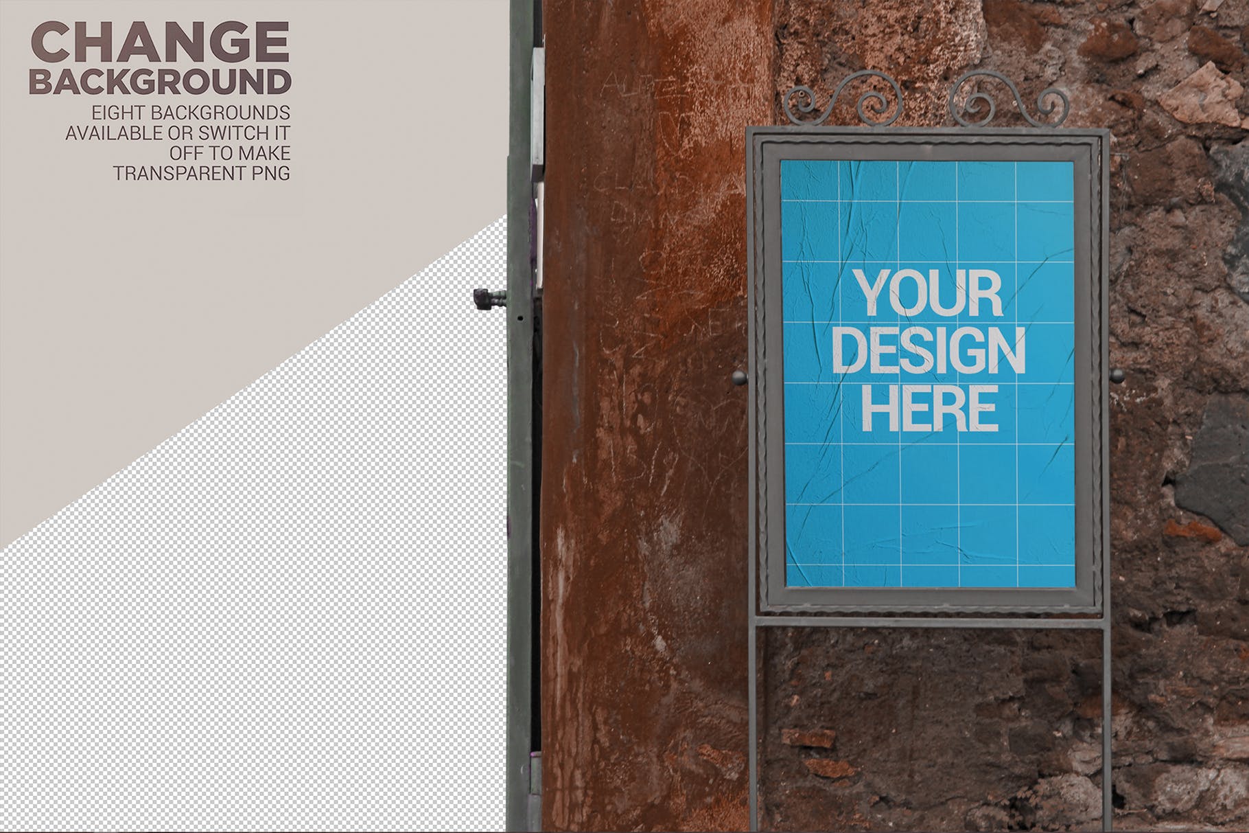 室外入口处海报设计张贴效果图样机模板 Outdoor Entrance Poster Backgrounds插图(1)