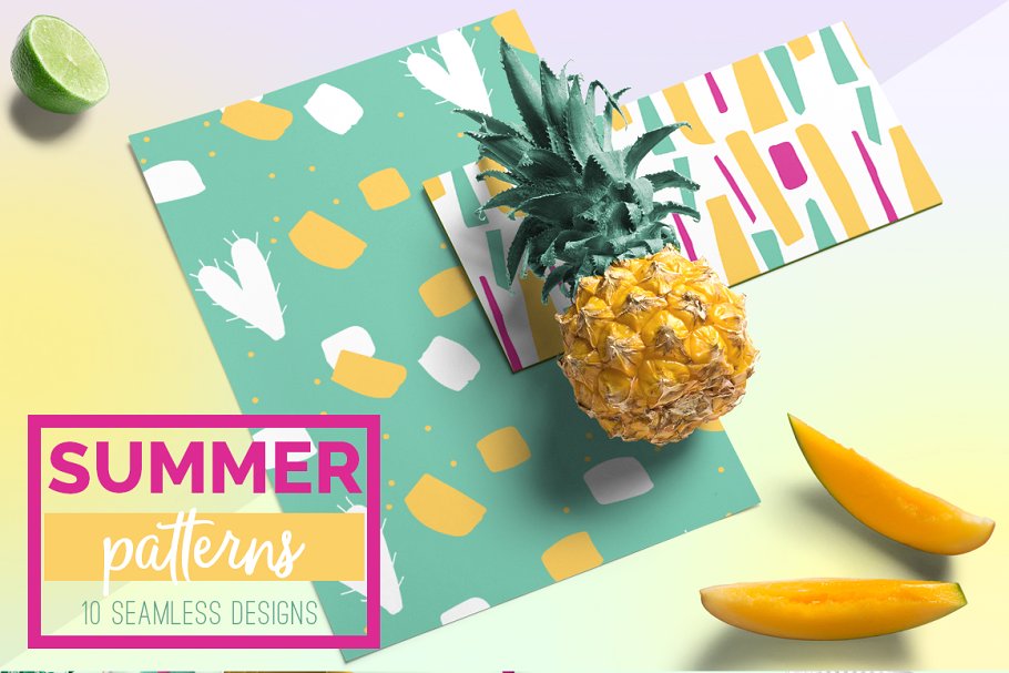 可爱夏季趣味无缝矢量纹理 Summer Fun Vector Patterns插图