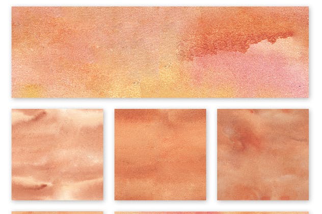橙色手工水彩无缝背景纹理 Watercolor Seamless Textures – Orange Pack插图6