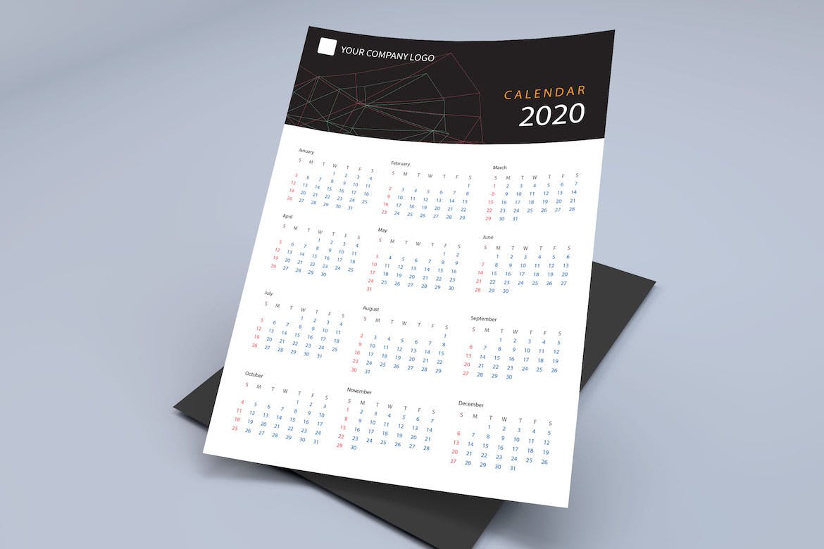 抽象几何图形2020创意日历年历设计模板 Creative Calendar Pro 2020插图(4)