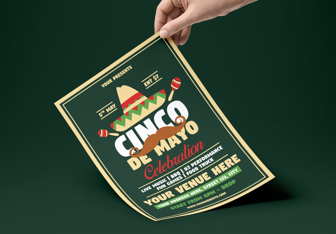 墨西哥五月五日节海报设计模板 Cinco De Mayo Celebration插图(1)