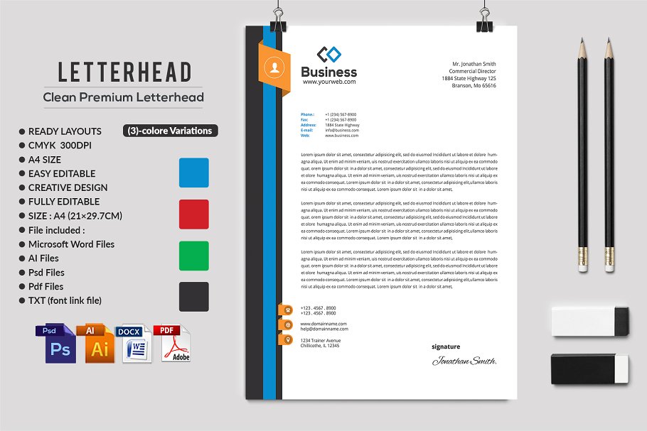 10款企业品牌信笺模板 Letterhead Bundle插图10