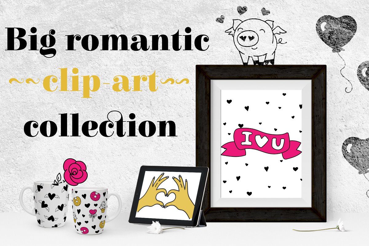 浪漫的情人节卡通插画素材包 [EPS]插图