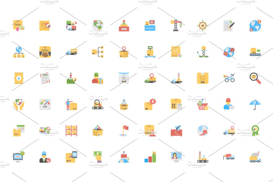 200枚快递物流配送主题扁平风格图标 200 Flat Logistics Delivery Icons插图(3)