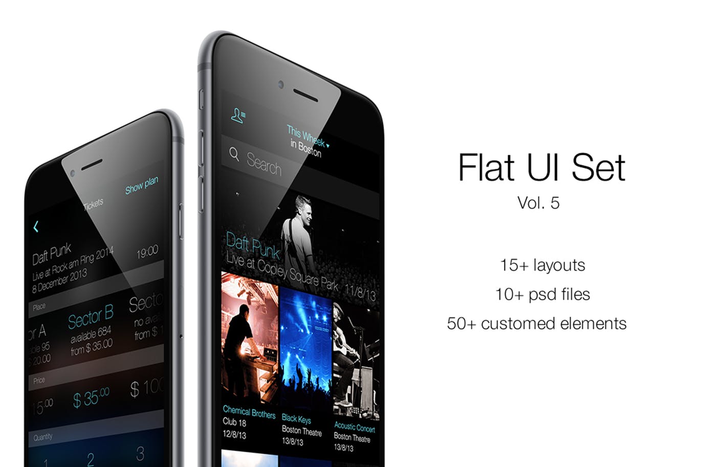 扁平设计风格iOS应用UI设计套件v5 iOS Flat UI Set Vol. 5插图