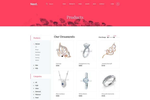 珠宝电商网站设计PSD模板 Jewelry Shop – eCommerce Photoshop Template插图(5)