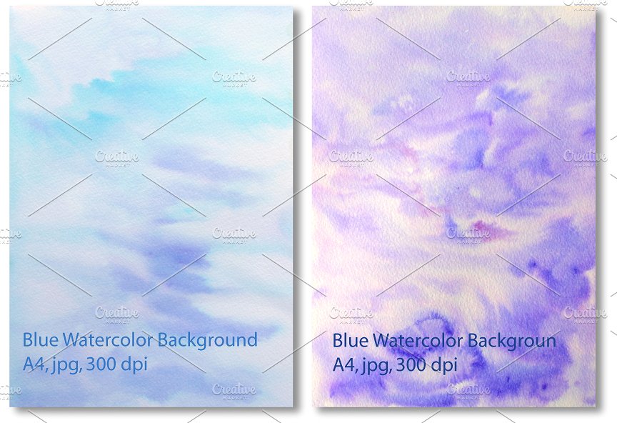 淡蓝色调水彩肌理 Blue Watercolor textured background插图1