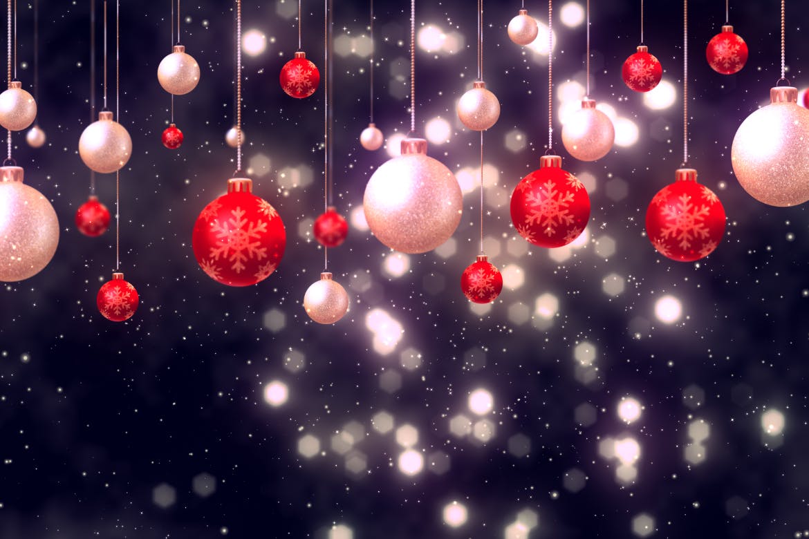 圣诞装饰元素高清背景图片素材 Christmas Baubles Decorations插图1
