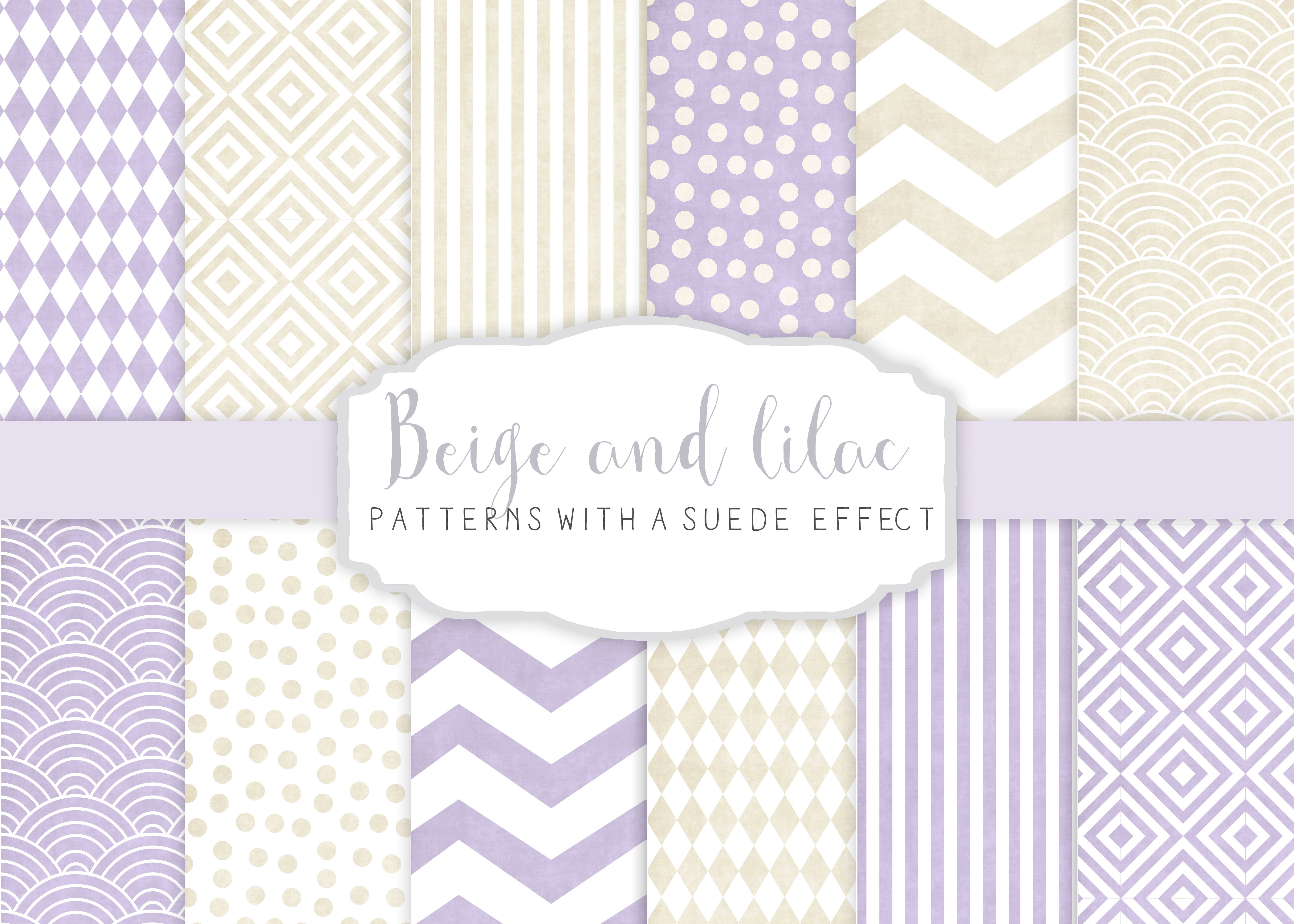 丁香色&米黄色图案纹理 Beige and Lilac patterns插图