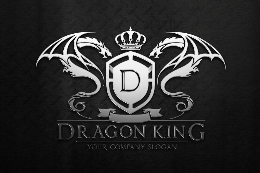 带翅膀金箔龙商业标志Logo模板 Dragon King Logo插图(3)