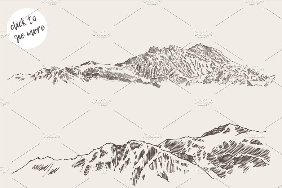 山峰素描素材集 Set of sketches of mountain, vol. 4插图1