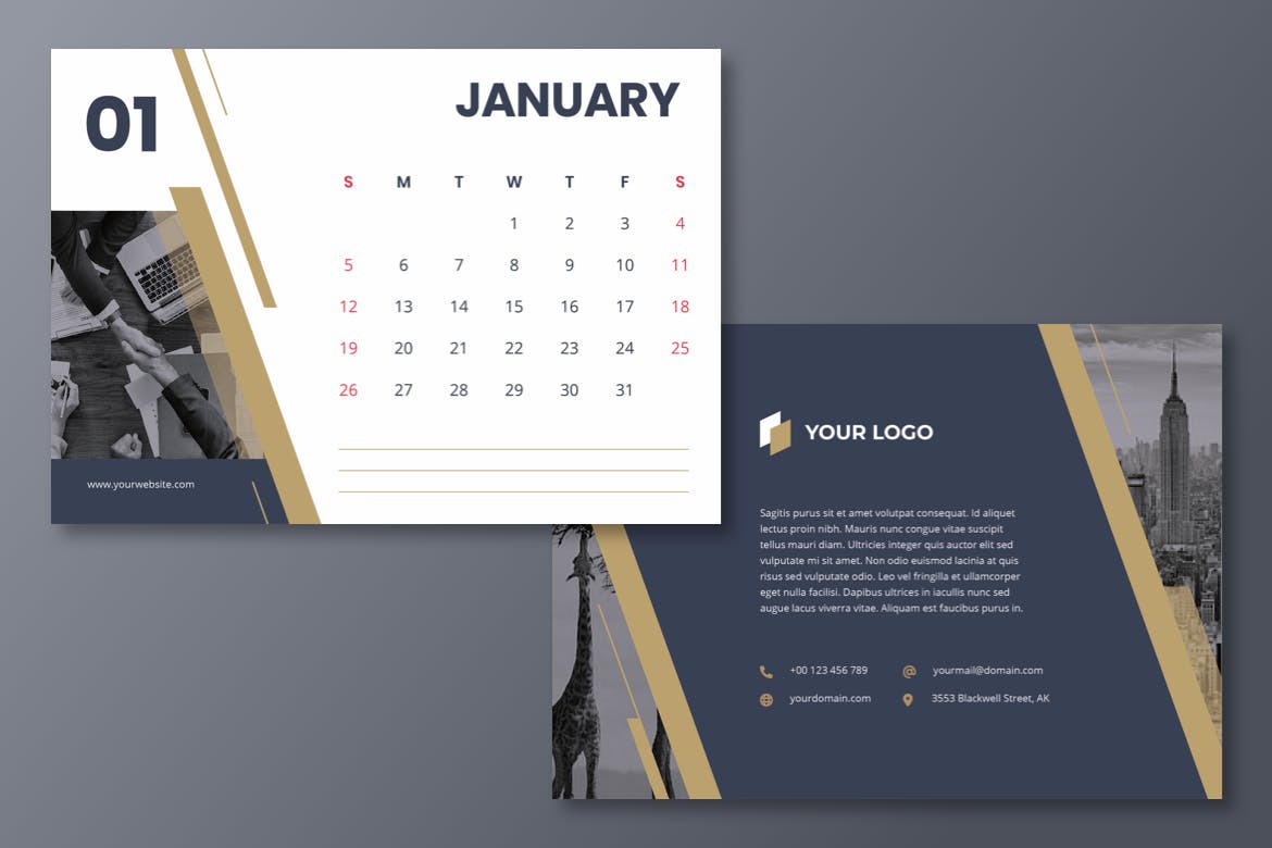2020年企业定制活页日历设计模板 Corporate Calendar 2020插图3