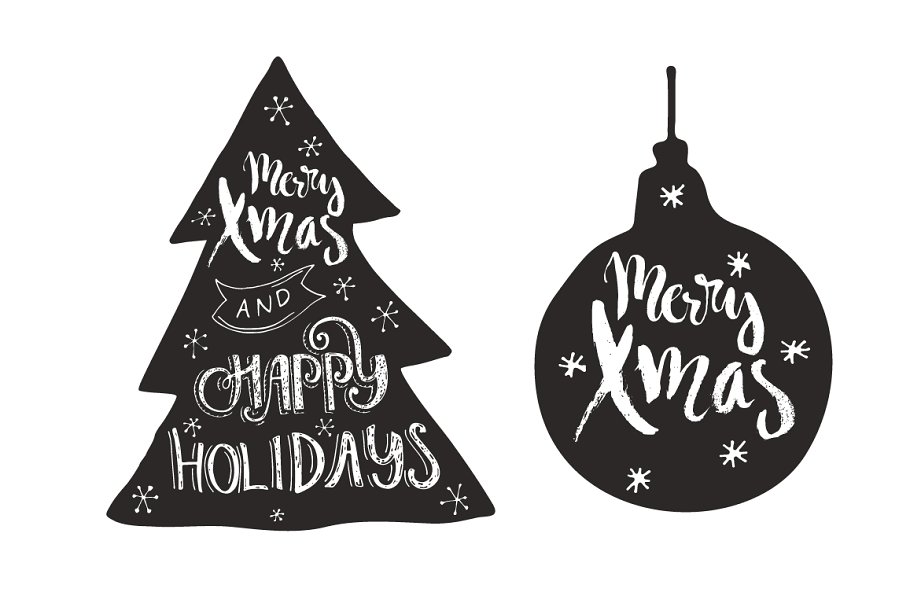 手绘圣诞节祝福语图层 Handdrawn Christmas Quotes in Shapes插图(3)