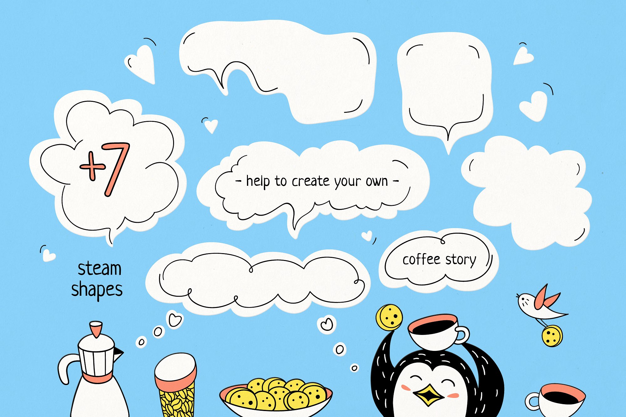 EVERY EARLY BIRD NEEDS COFFEE-手绘卡通咖啡插图素材下载[eps,png]插图4