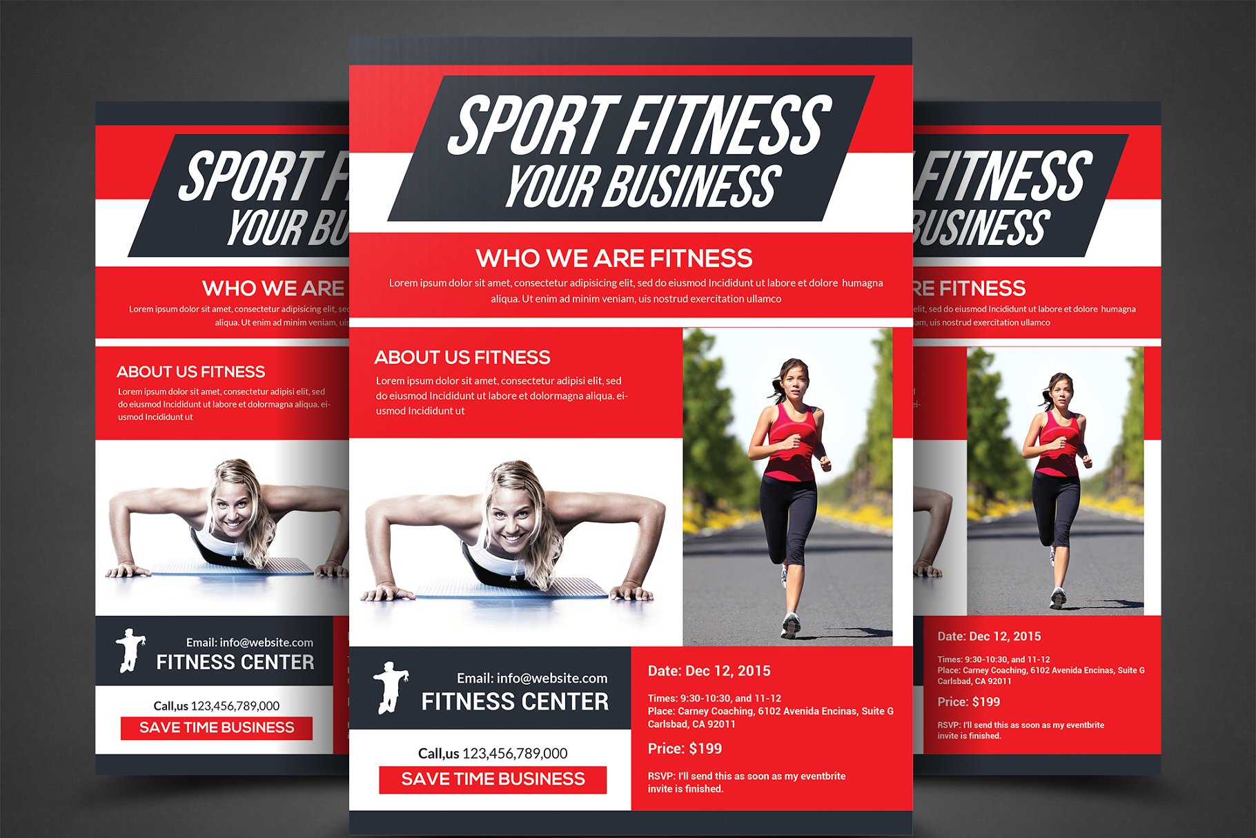 健身俱乐部宣传传单模板 Fitness / Gym Flyer Bundle Template插图4
