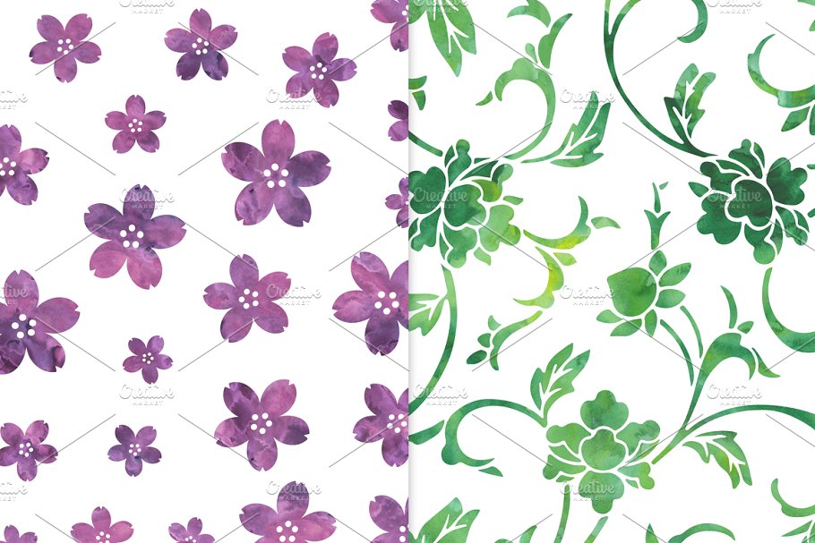 凉爽清爽的水彩花卉背景 Cool Watercolor Floral Backgrounds插图(3)