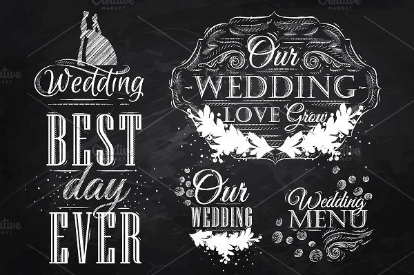 婚礼活动粉笔字祝语插画 Wedding lettering插图(4)
