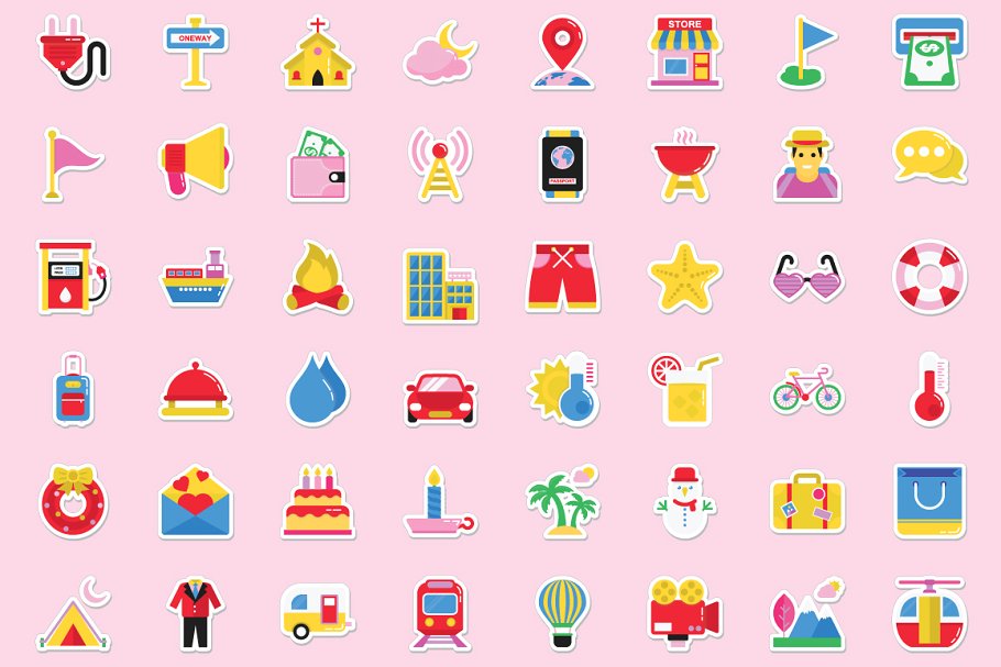 500枚夏日度假主题便签图标 500 Summer and Holidays Stickers插图(5)