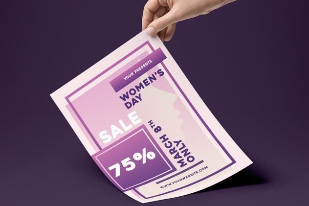 妇女节商店折扣广告传单设计模板 Women’s Day Sale Flyer插图(1)