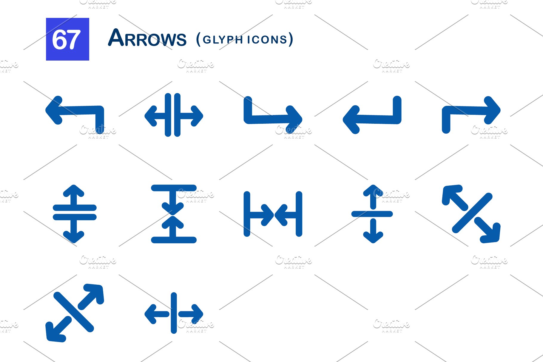 67个箭头字形图标 67 Arrows Glyph Icons插图(4)