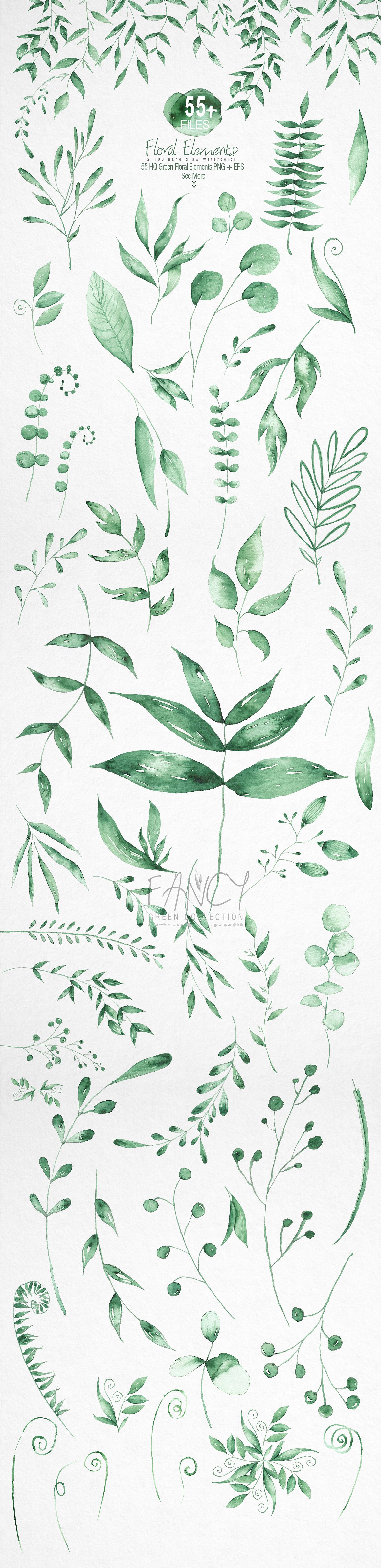 珍藏版春季手绘绿色植物素材包插图(1)