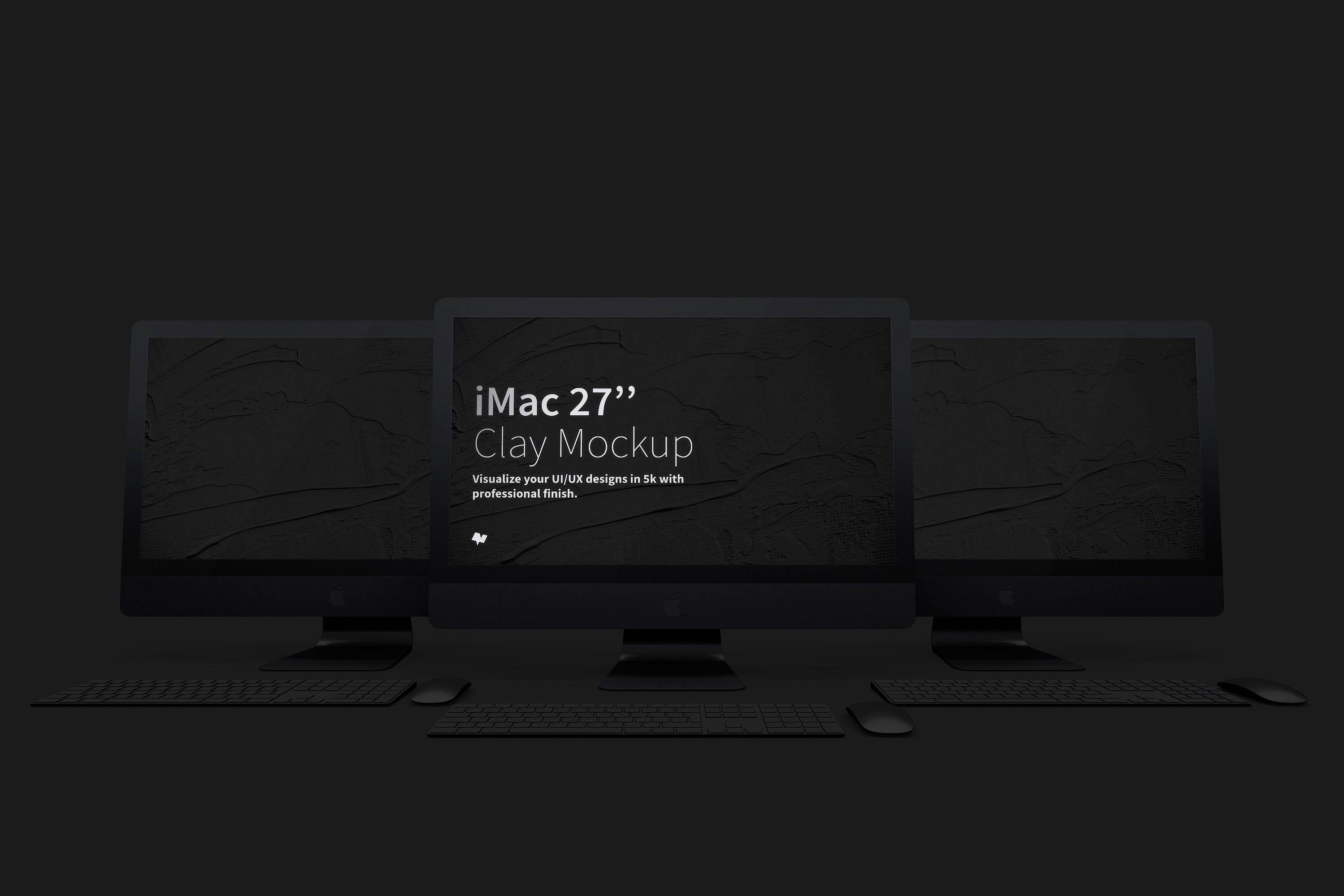 iMac苹果一体机Web网页界面设计效果图样机模板02 Clay iMac 27” Mockup 02插图(1)