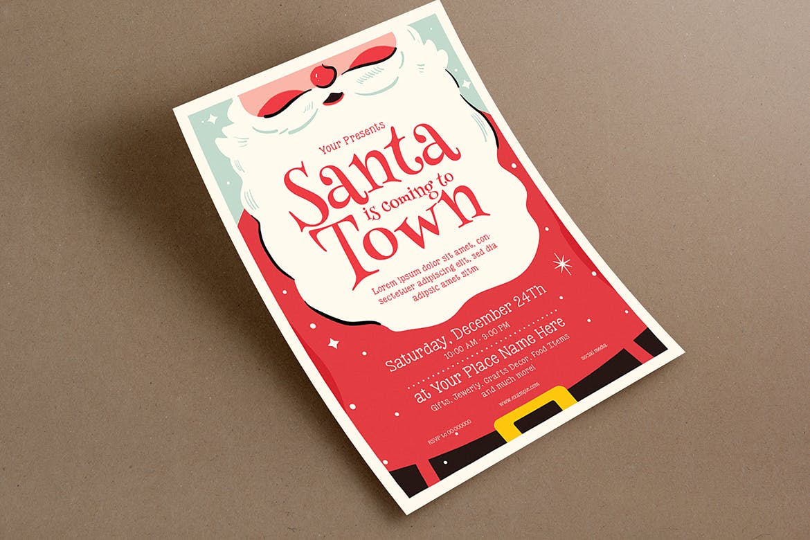 圣诞老人主题活动海报传单设计模板 Christmas Santa Event Flyer插图(3)