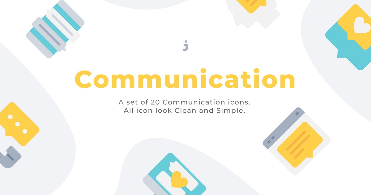 20枚移动通讯社交主题扁平化图标素材 20 Communication icons – Flat插图