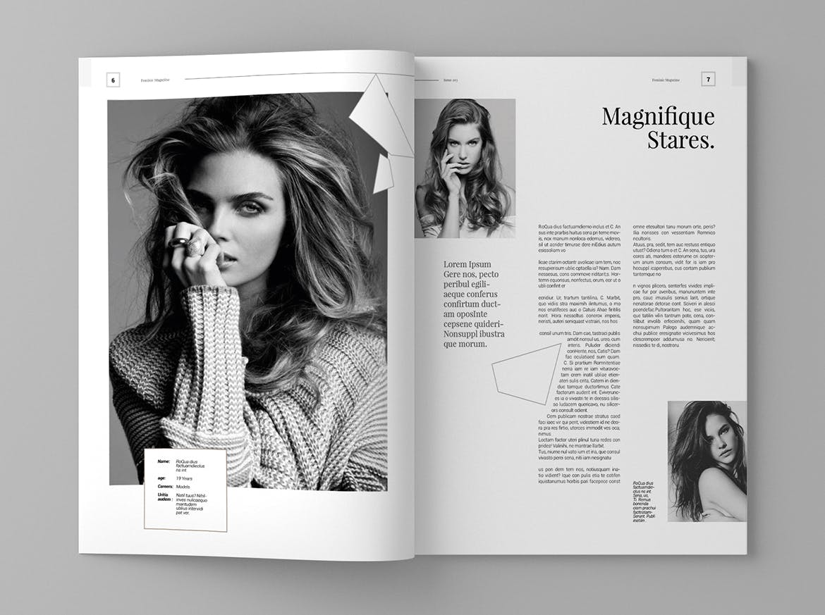 高端简约排版风格女性主题杂志设计模板 Feminic – Magazine Template插图(4)