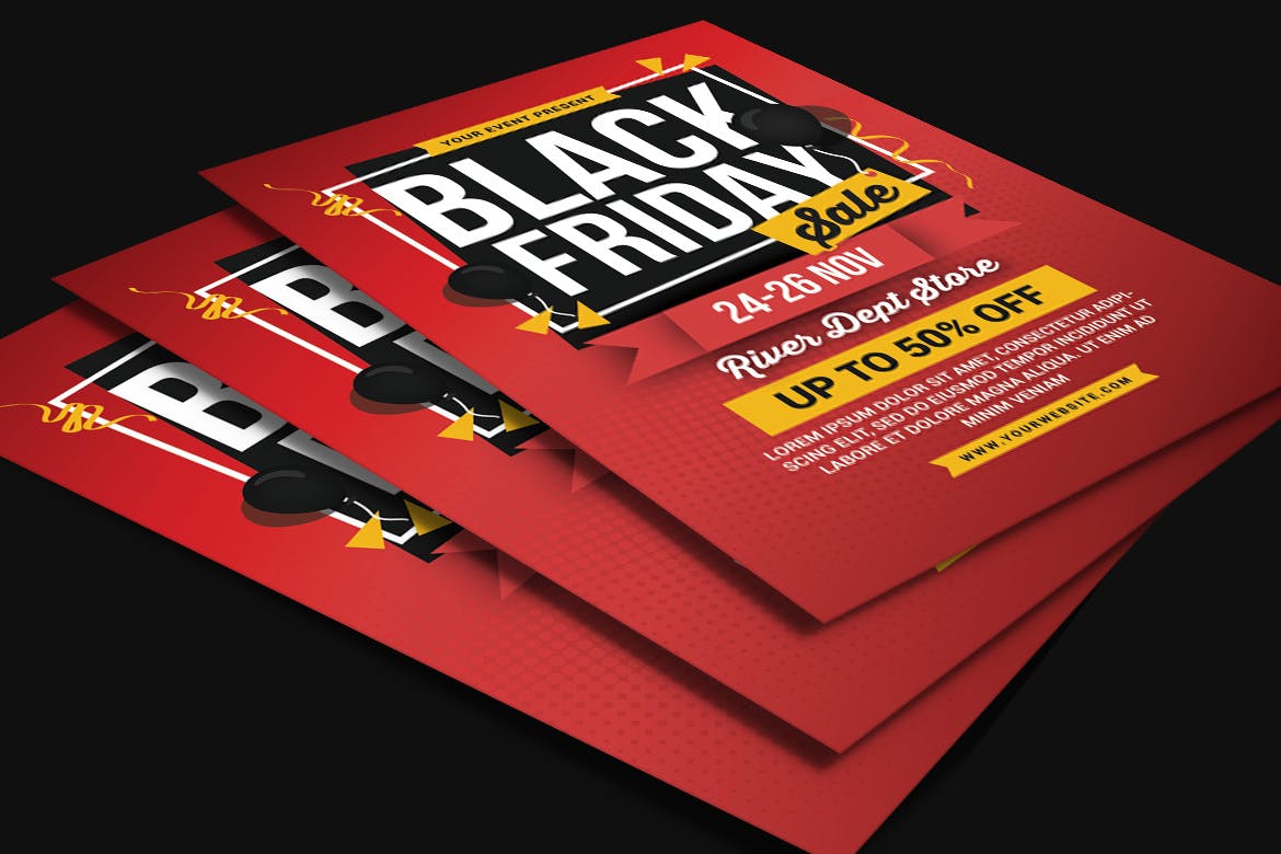 黒五疯狂购物周海报传单设计模板 Black Friday Sale插图(3)