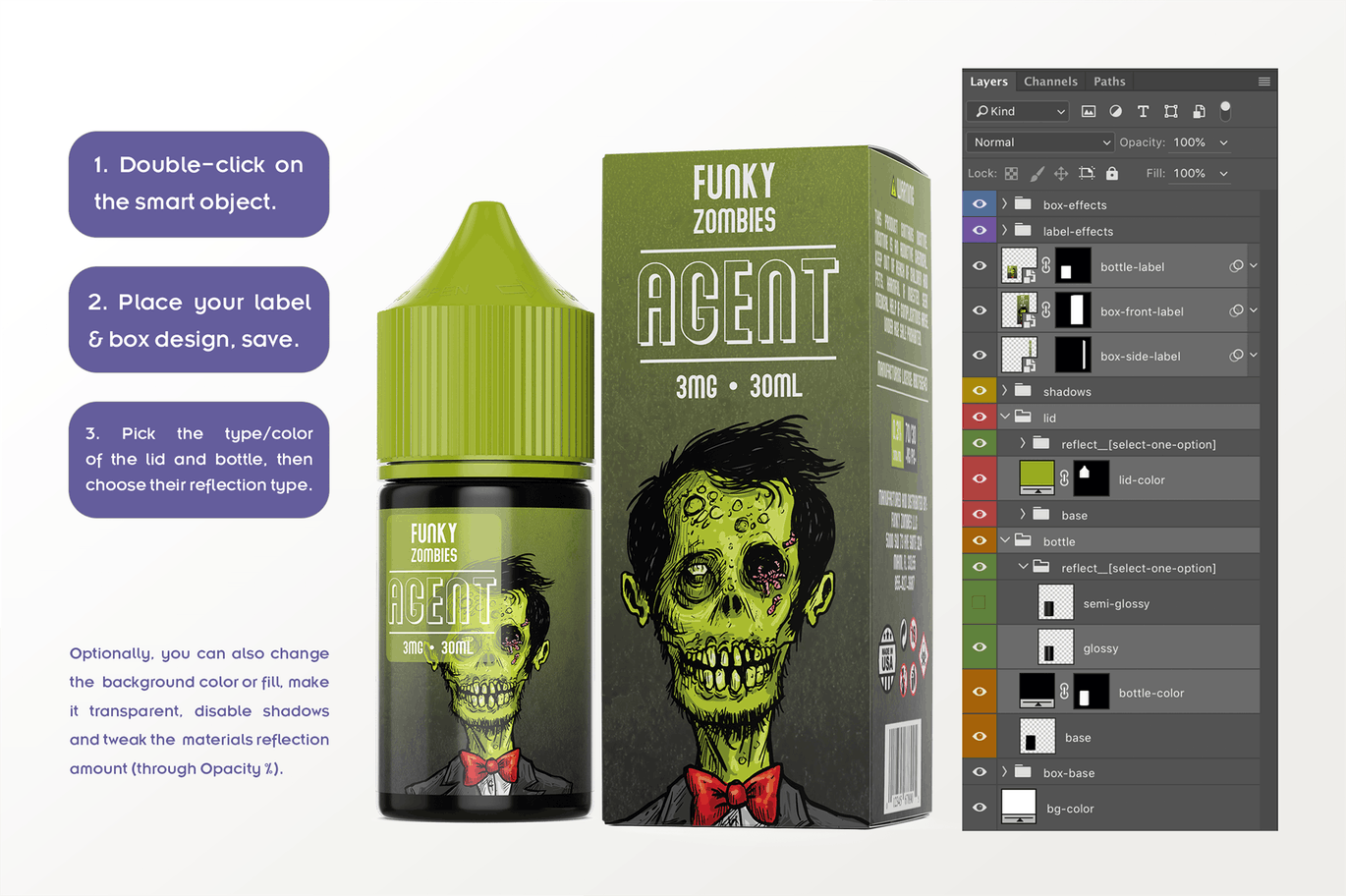 电子烟油瓶/包装盒外观设计样机模板[30ml规格] eLiquid Bottle Mockup v. 30ml-C插图(6)