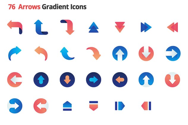 76枚箭头标识系统操作渐变矢量图标 Arrows Gradient Vector Icons插图(2)