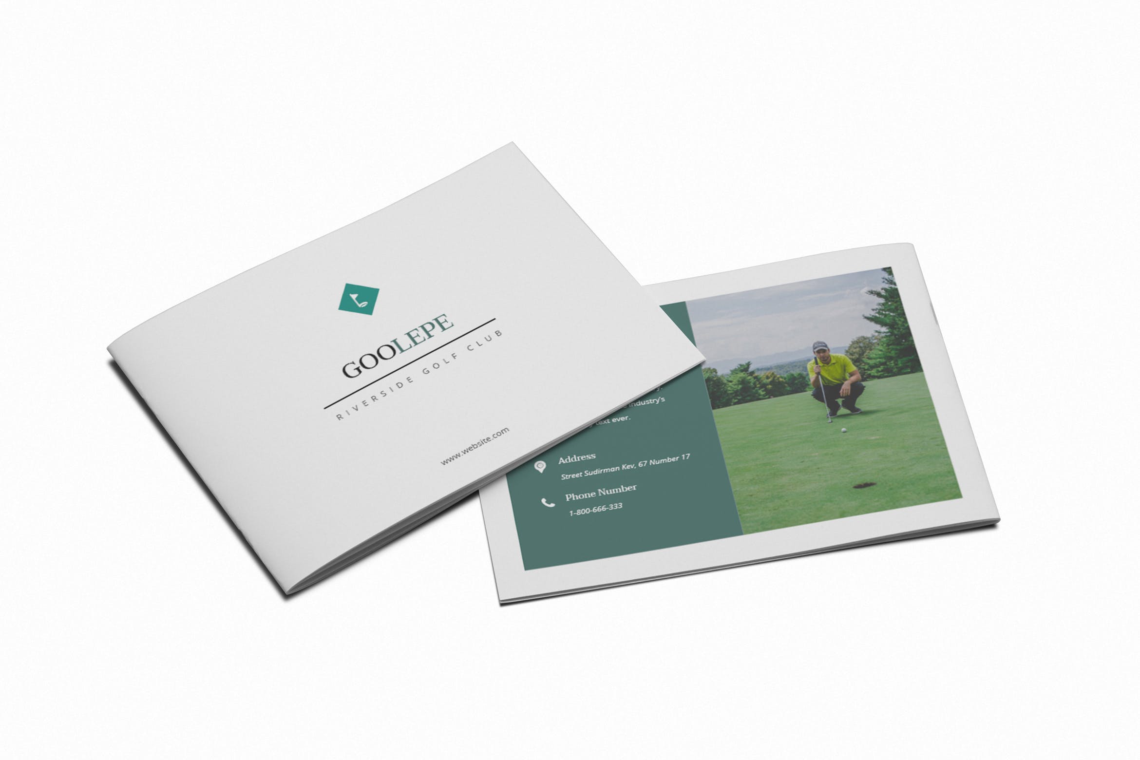 高尔夫场馆/体育场馆横版画册设计版式模板 Golf A5 Brochure Template插图