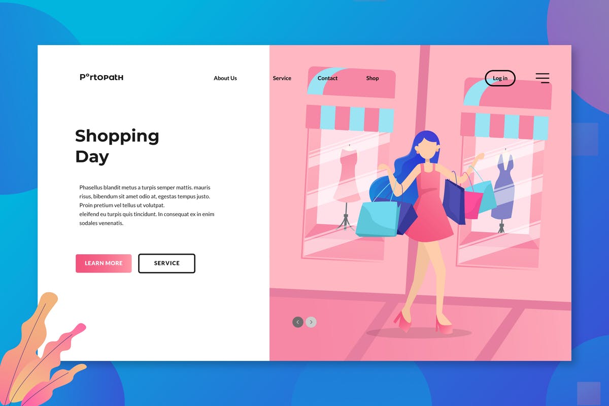 购物主题概念插画网站着陆页设计模板 Shoping Day插图