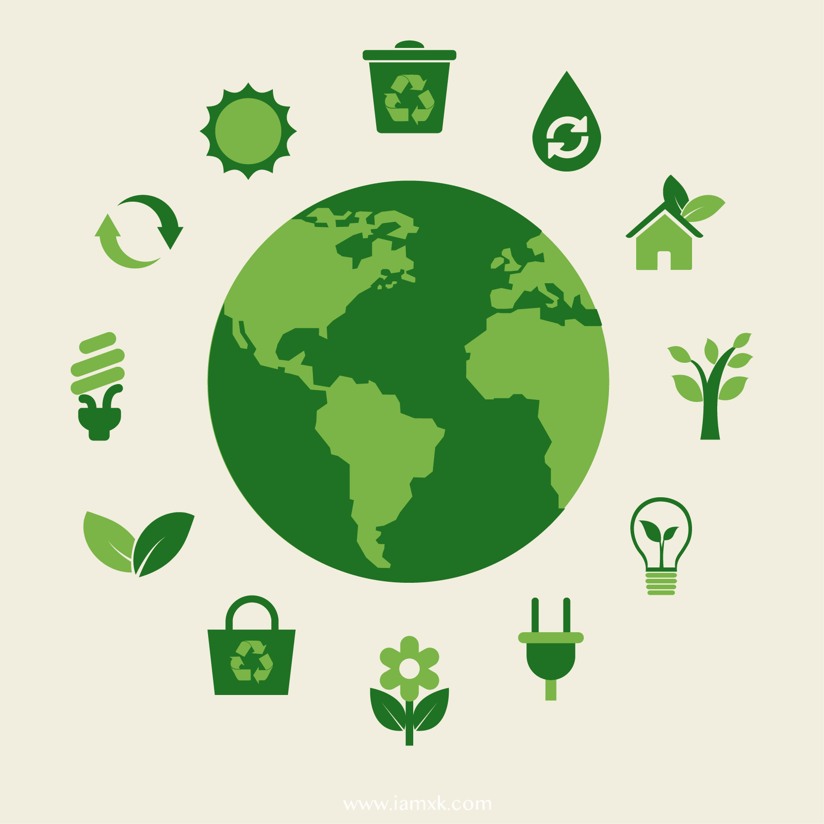绿色生态环境概念图标集 Eco earth and green icons插图